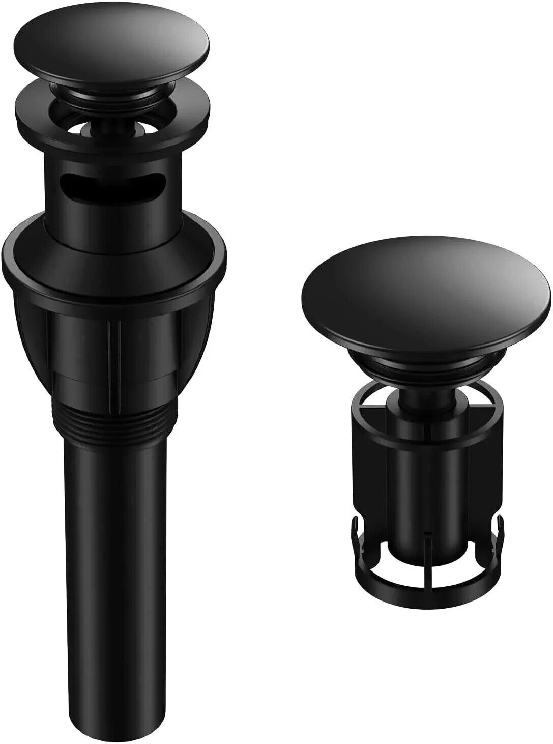 Bathroom Sink Drain with Overflow, Hurran Matte Black Universal Bathroom Sink St