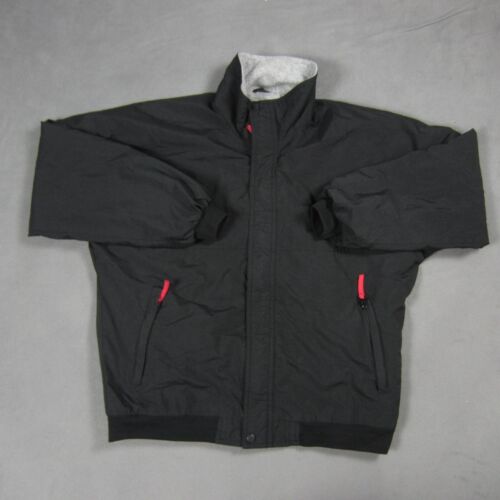 Vtg Helly Hansen Jacket Mens Large Black Nylon Fleece Lined Rain Bomber Zipper