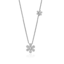 Sterling Silver Necklace Pendant for Girls 6 Petal Flowers with Simulated Diamon