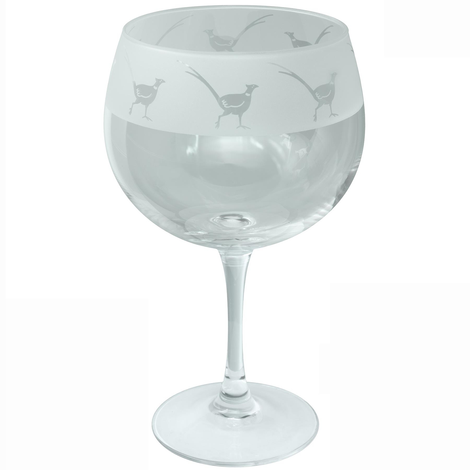 Gin Balloon Glass Pheasant Bird Pattern Engraved Large Animo Glass Barware Gift