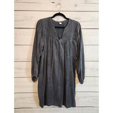 Old Navy Women's Black Solid V-Neck Balloon Long Sleeve Mini Dress Size Medium