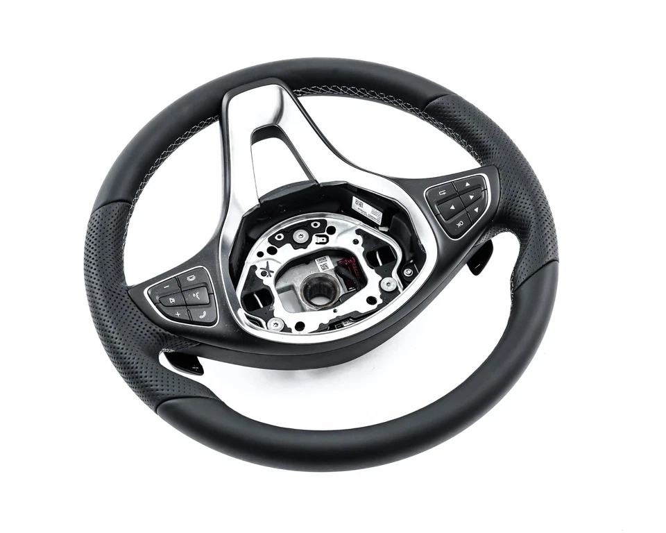 Lenkrad beziehen mit Leder für Mercedes V W447 2014-2021 weißer Faden NEU LEDER - Bild 4 von 4