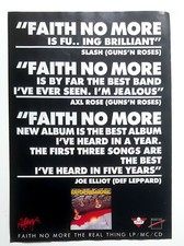 Publicité advert album concert advertising FAITH NO MORE 1990 Lp THE REAL THING