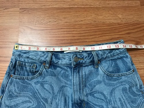 Pacsun Jean Denim Shorts Womens 28 High Rise Festival Printed Cut Off Blue - Picture 7 of 8