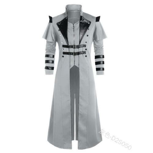 Men's Medieval Punk Gothic Windbreaker 5XL Long Coat Stage Costume Photography L - Picture 8 of 13