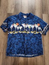 Kalaheo Hawaiian Shirt Hulu and Drinks Made in USA Large