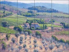 Tuscan Tile Backsplash June Carey Olive Grove Ceramic Mural GW-JC005