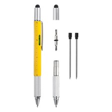 6 in 1 Metal Multitool Tech Tool Pen Gifts with Ballpoint Pen Yellow