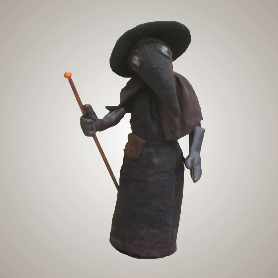Spooky Halloween cloth doll sewing pattern pack Plague Doctor witch and vampire - Image 2 of 4