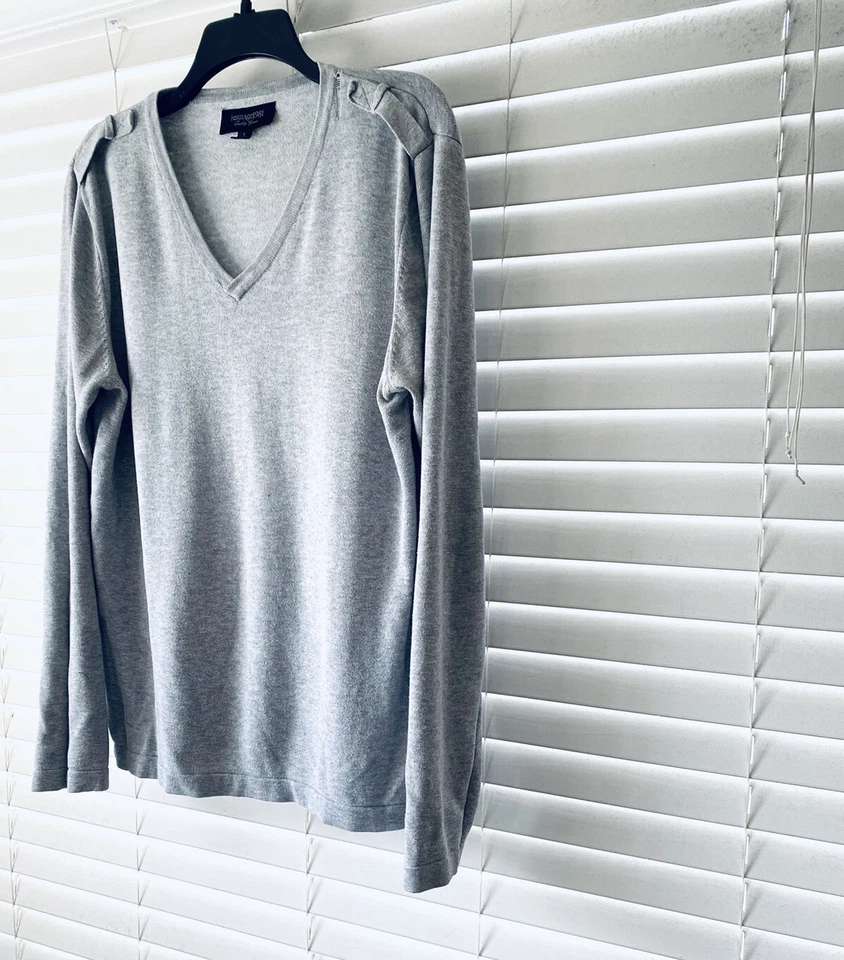 Suéter Y2K Heritage 1981 Gris Cuello en V Pullover Algodón Para Hombre Grande Preppy Patinador Foto 3 de 4