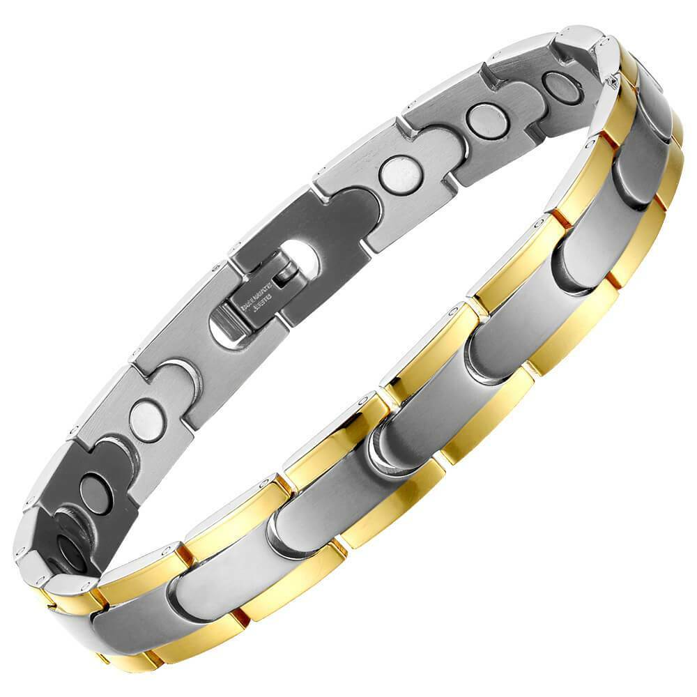 Synergy Silver Gold Steel Magnetic Bracelet Arthritis Pain Relief