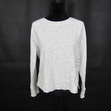 Calvin Klein Sweat Shirt Top Blouse Pullover Boat Neck Womens L Light Gray Fleck