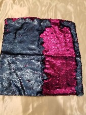 Mermaid Pillow Case Reversible Sequin Magenta Blue Zipper 15"