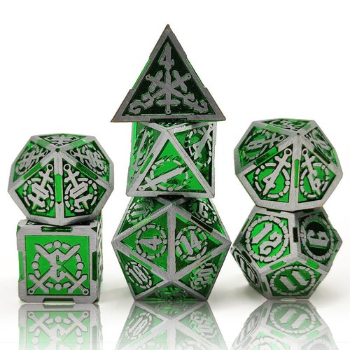 Metall Würfel Set Polyeder D20 Dungeons & Dragons DND RPG Schwert Motiv - Bild 26 von 29