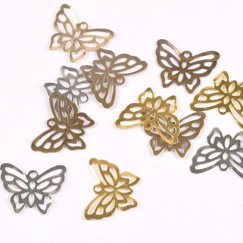 Butterfly Filigree Wraps Connectors - 21x17mm Metal Flower Jewelry Making 50pcs - Picture 5 of 16