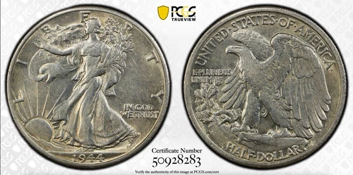 1944-D WALKING LIBERTY HALF DOLLAR PCGS AU53 928283