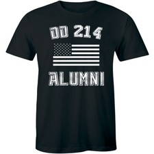 DD214 Alumni Distressed American Flag T-Shirt Military Veteran Mens Tee Shirt
