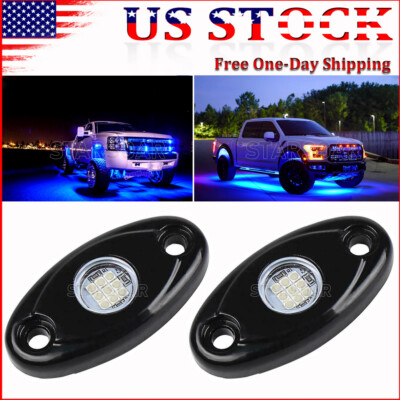 2X Blue LED Rock Lights For JEEP Offroad Truck UTV ATV 4X4 Boat Car Underbody 