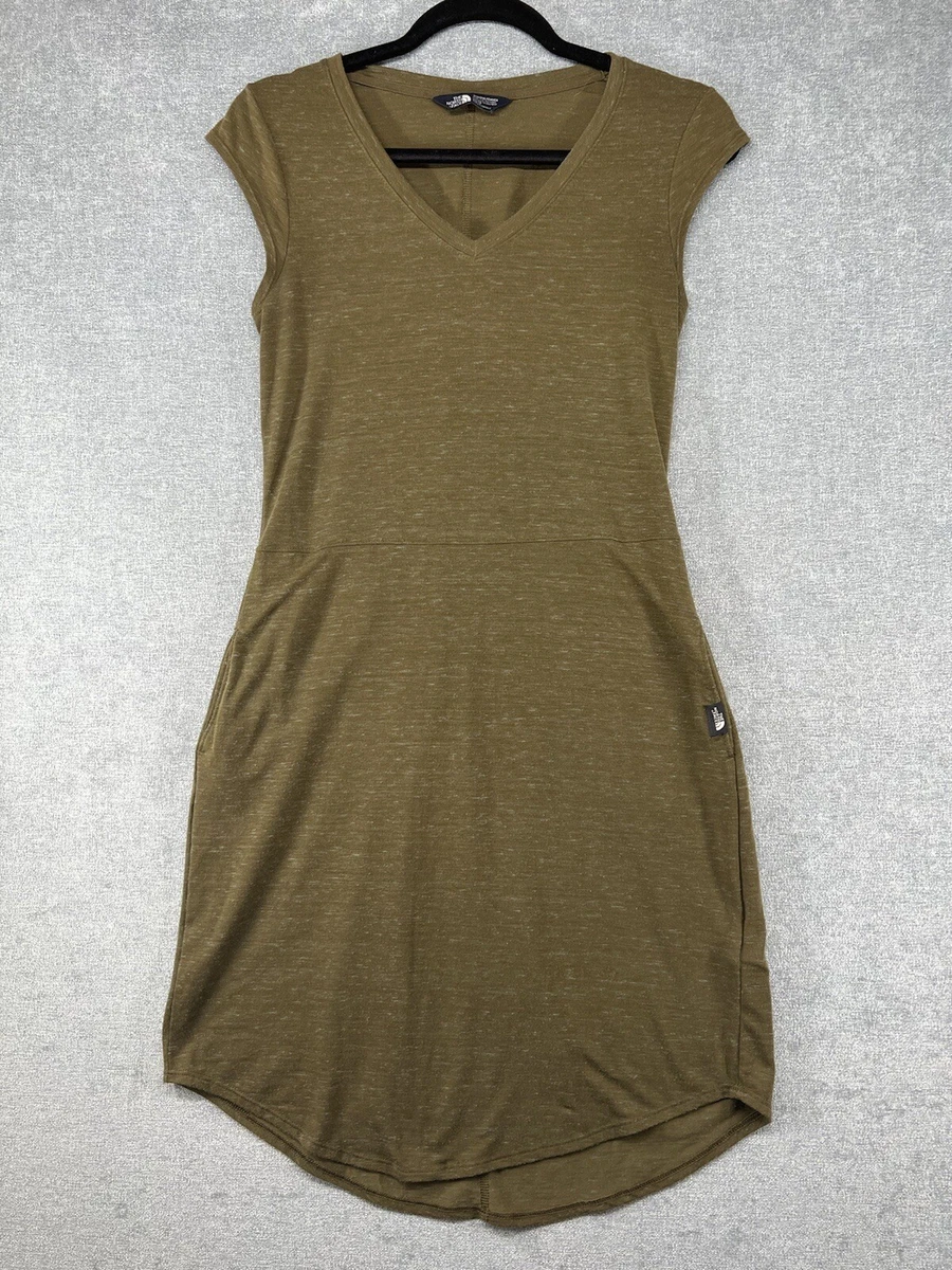 The North Face Women s Olive Green Marled V Neck T shirt Dress