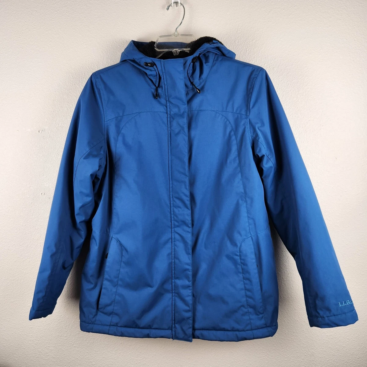 LL Bean Winter Warmer Jacket Sz Large Blue Insulated Fleece Coat
