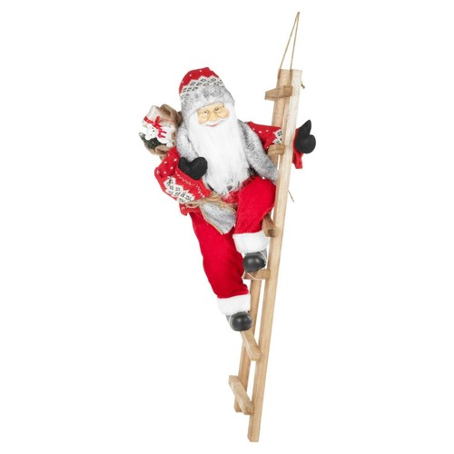 Christmas Santa Claus Climbing Ladder Standing Xmas Tree Decoration Brown - Imagen 4 de 4