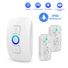 Wireless Doorbell Chime Waterproof Plugin Receiver Adjustable Volume 1000FT USA