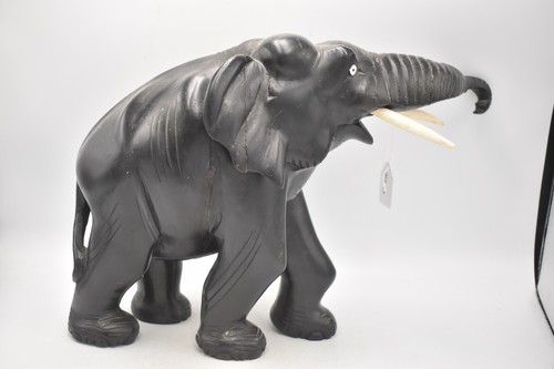 Antike Vintage schwarze Holz Ebenholz Deko Elefant Statue Figur - 3,9 kg - Bild 5 von 24