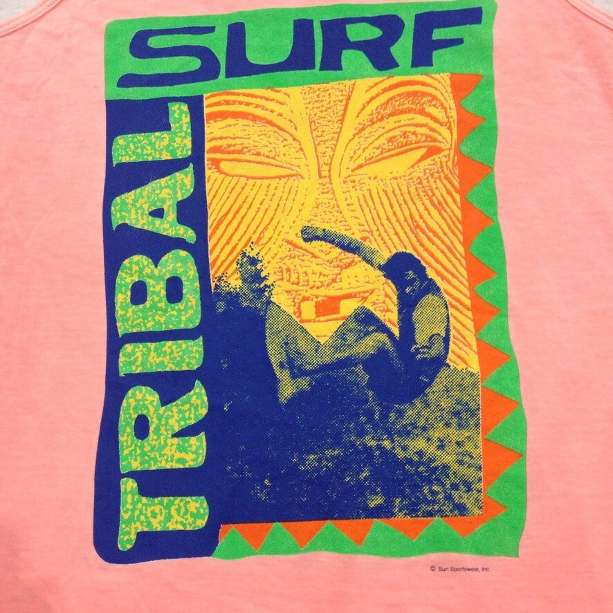 vintage 80s TRIBAL SURF TANK TOP T-Shirt XL beach skate 90s