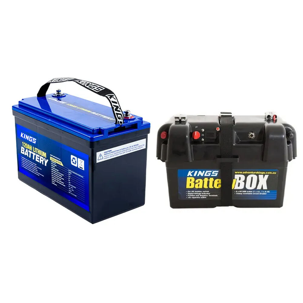 Adventure Kings 120Ah Lithium LiFePO4 prismatic Battery + Battery Box