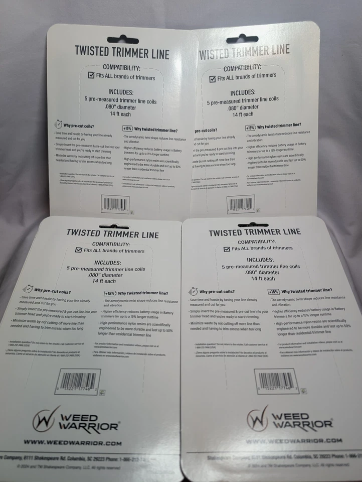 (4) Weed Warrior .080 in. x 14 ft. Commercial Biodegradable Trimmer Line Coils   - Image 3 of 4