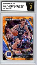 2021-22 Prizm Draft Picks Orange Ice #34 Matthew Hurt Rookie Graded HCWG 9 