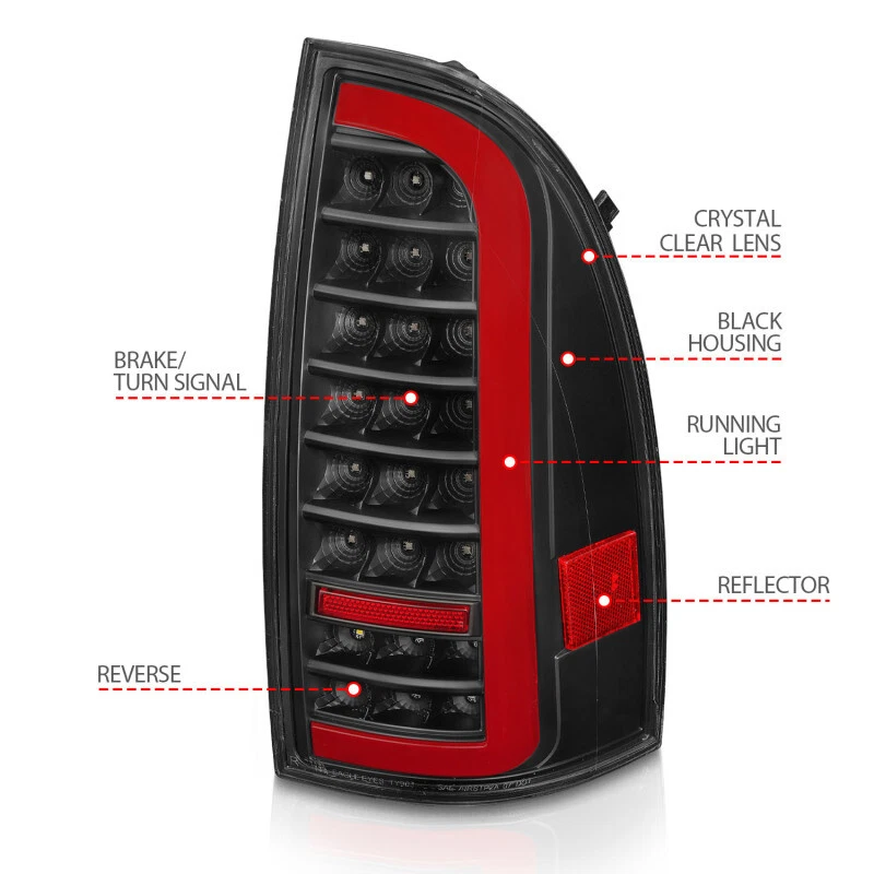 ANZO For 05-15 Toyota Tacoma Full LED Tail Lights W/light Bar Sequential Black - Image 4 of 4