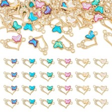 36Pcs Alloy Crystal Heart Links Acrylic Butterfly Rhinestone Connector Charms