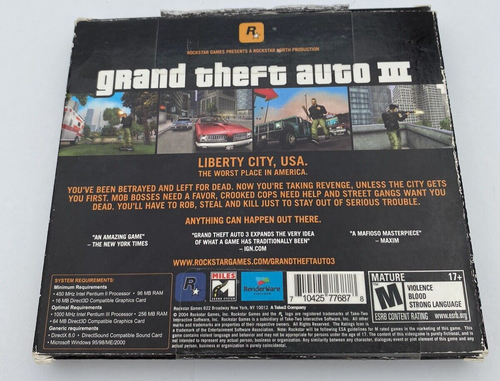 Grand Theft Auto III (PC, 2002) Video Game Jewel Case - Picture 2 of 21