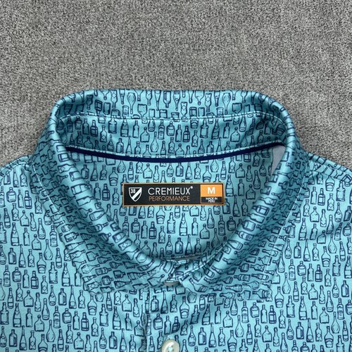Herren Performance Golf Poloshirt Größe M Blau Allover Print Schnapsflaschen - Bild 3 von 10