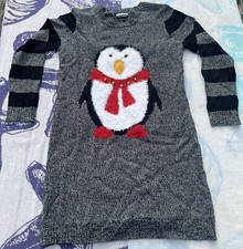 Allison Brittney Winter Penguin Christmas Sweater Dress Size Large SO CUTE! NWOT