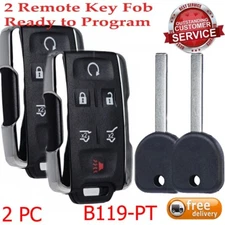 2 For 2015-2020 Chevy Tahoe Suburban GMC Yukon Remote Control Key Fob + Chip Key