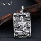 MENDEL Stainless Steel Mens Thai Tibetan Large Amulet Buddha Pendant Necklace