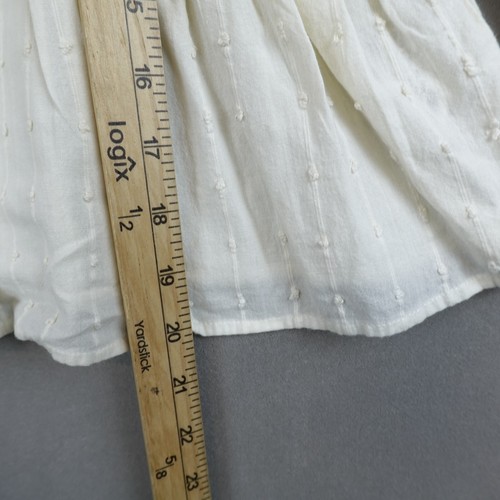Zara Girls Eyelet Embroidered Blouse Size 10 Cream Long Sleeve - Picture 3 of 6