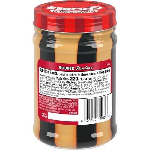 Smucker's Goober mantequilla de maní y rayas de gelatina de fresa, 18 onzas - Imagen 2 de 2