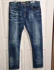 Privilege Society slim 5-pocket denim jeans - distressed dark blue - 36x31