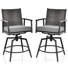 360  Swivel Bar Stool Set of 2 Counter Height Bar Chair w/ Metal Frame