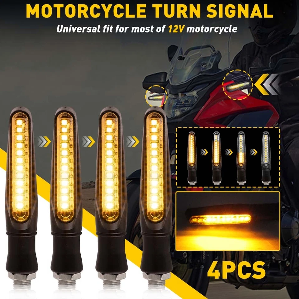 4/8x Motorcycle Turn Universal Signals Lights Blinker For Suzuki Honda Kawasaki - Image 2 of 4