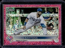 2022 Topps Chrome Carlos Santana Magenta Speckle Refractor #/350 Royals