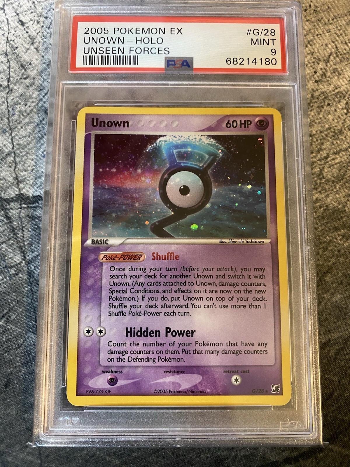 Pokemon Psa 9 Mint  Unown (G) G/28 Unseen Forces Holo Rare