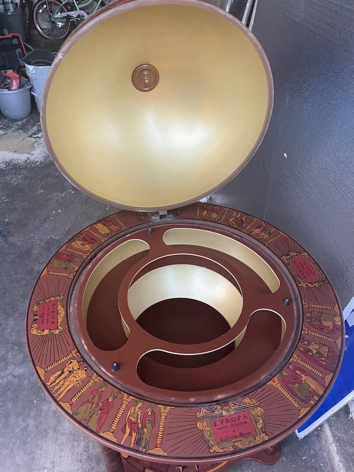 Carro de barra Globe estilo azul con ruedas Foto 3 de 4