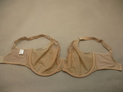 38N ELOMI Womens Beige Unlined Underwire Back Closure Wide Strap Demi Bra 10J - Picture 7 of 9