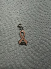 2005 Silver Tone Breast Cancer Awareness Charm Pendant, Pink Ribbon
