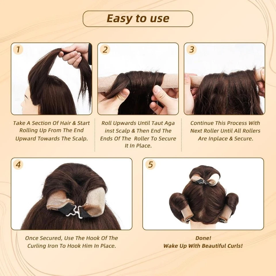 3X, rodillo rizador jumbo sin calor para cabello largo para dormir, varilla de soplado durante la noche Foto 4 de 4