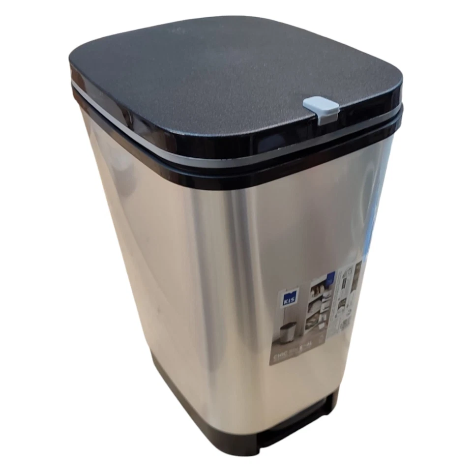 Pattumiera Pedale Plastica Effetto Acciaio Cromo Chic Bin 6L Bagno Cucina - Immagine 2 di 4